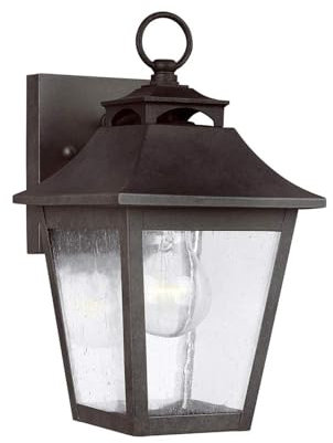 Licht-Erlebnisse Außenlampe Wand Edelstahl Glas IP44 28,6 cm hoch Schwarz antik Rustikal Wandlampe außen Garten Terrassenlampe Außenleuchte