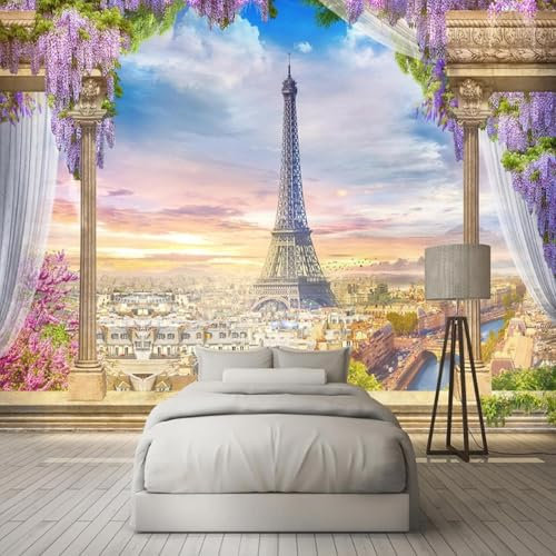 MIXUEXUNLU Photo papier peint 3D tridimensionnel colonne romaine tour de Paris murale salle à manger salon chambre fond mur décoration de la maison