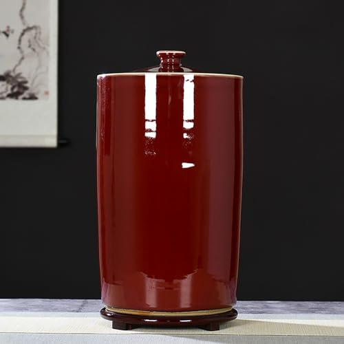Large Sealed Rice Bucket, Kitchen Sealed Jar With Lid Grain Dispenser 15KG, Tea Storage Containe, Chinese Design Pet Food Bucket, Retro Ceramic Coffee Storage Container, Ceramic Rice Jar(A-15kg)