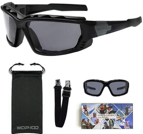 WDP100 Motorradbrille mit Schaumstoffdichtung und Halteband für Motorradfahren Powersports UTV ATV Offroad Winddichte Schutzbrille mit klarer Sicht für Herren und Unisex