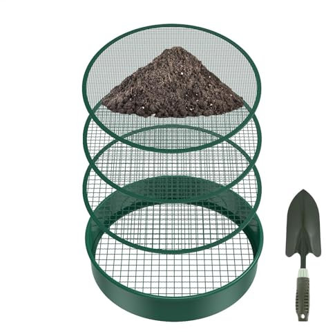 Yiohejy Tamiz de Metal para jardinería, y Tierra, colador de Metal, colador de plantación con Malla de 4 filtros para Campo de Verduras, Granja