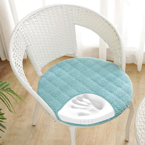 RZYW Rund Stuhlkissen 6er 4er 2er Set Weiche Sitzkissen Rund Waschbar Sitzkissen Stuhl rutschfest Sitzpolster Outdoor Stuhlauflage Bodenkissen für Küche Esszimmer Garten Büro,Lightblue,4er Set 35cm