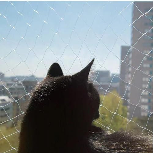 Sicherheitsnetz für Katzen, Nylon, für Balkon, Fenster, transparentes Netz, Sicherheitszaun, verstellbar, für Garten, Pflanzenschutz, 3 x 4 m