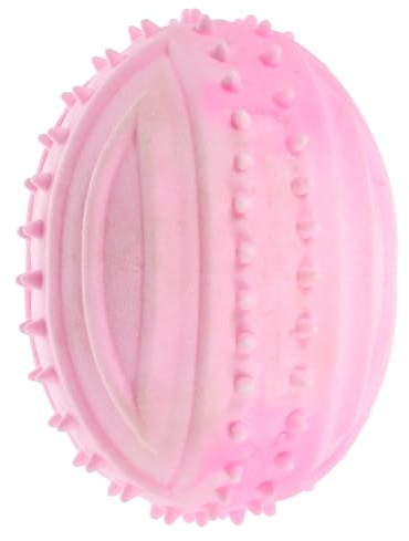 DECOMELODY Pelota Chirriante para Perros Interactiva Goma Resistente, Tamaño Mediano, Color Rosa, Adecuado para Masticar y Juegos Acuáticos, Juguete para Cachorros y Perros Adultos