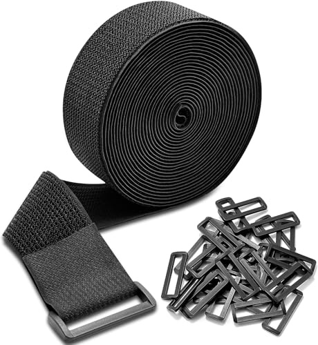 Yonality cintas de sujeción de 5 cm x 6 m de alta resistencia con 30 hebillas, correa cable de nailon ajustable bridas, gancho y bucle organizador cables multiusos para oficina, hogar, jardín y más