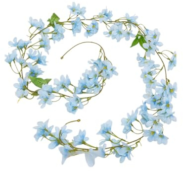 HUVZOR 2 pièces Guirlandes de Fleurs ForsythiaArtificielles, Guirlande Fleurs Artificielles 2,3 Mètres 18 Têtes Fleurs Guirlande Fleurs Artificielles pour Maison Jardin Fêtes Mariage(bleu)