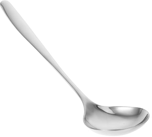 Cuillère de Service 304 en Acier Inoxydable, Grosse et Longue | Argenté, Lavable au Lave-vaisselle, Robuste et Facile à Nettoyer, pour Soupe et Partage