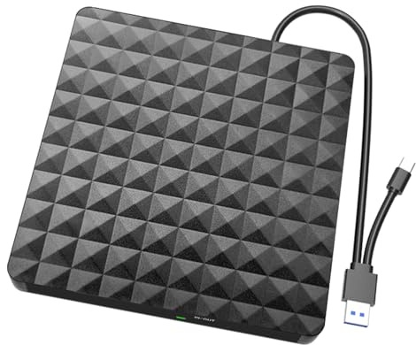 Rdxanc USB3.0 External DVDs Writer Drives with Pattern, Portable USB C DVDs Burners for Data Backup