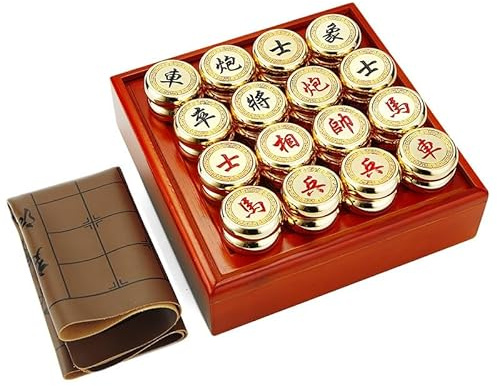 Scacchi cinesi (Xiangqi), Set da gioco tavolo in metallo viaggio for dama Xiangqi 象棋(Gold)