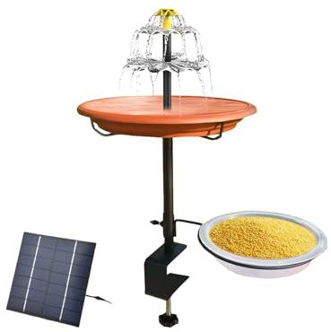 Geavonyg ABS Metallo 160L/H Flussi Fontana da Bagno per Uccelli Caratteristica Acqua A Energia Solare per Appassionati Guardare All'aperto Bagno da Giardino All'aperto