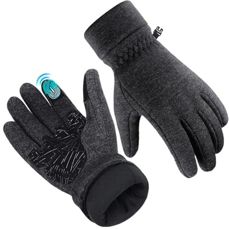 Guanti invernali da uomo, antivento, touchscreen, antiscivolo, palmo antiscivolo, guanti invernali con dita touchscreen, per uomini e donne, per corsa, ciclismo, guida, arrampicata, escursionismo
