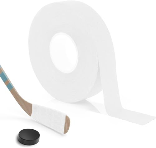Udbrud Nastro per racchette da hockey su ghiaccio, 25 m x 25 mm, antiscivolo, autoadesivo per impugnatura da badminton, racchetta da golf (bianco)