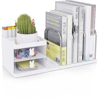Tyanlenr Multifunktionaler Schreibtisch Organizer mit Aktenhalter und Schublade, Abnehmbarer Dokumentenhalter Briefhalter Schreibtisch Organizer mit Stiftehalter für Büro, Schule und Zuhause