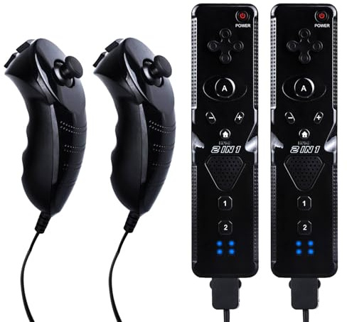 SONVIEE Remote Controller mit Motion Plus Nunchuck Joystick Ersatz Fernbedienung für Wii mit Silikonhülle und Handgelenkschlaufe