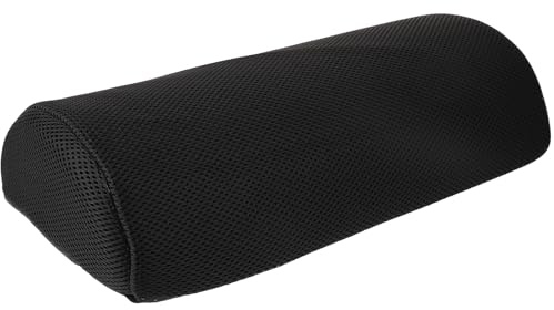 KICHOUSE Reposapiés Ergonómico para Oficina en Casa, Almohada de Poliéster Negra de Malla, Cojín Semi-cilíndrico para Descanso de Piernas y Rodillas, Soporte Cómodo para Aliviar Presión