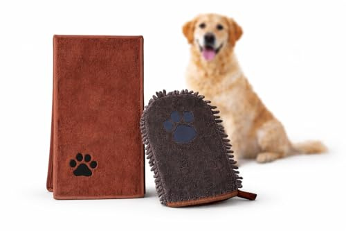 Hundehandtuch mit Handschuh I Handtuch Hund I Pfotenreinigung I Fellpflege