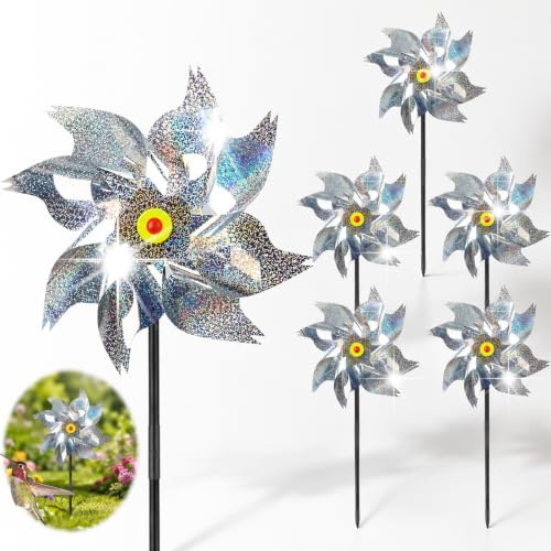 6 molinillos de viento para pájaros, molinillo de viento, antipalomas, multicolor, para balcón, pájaros, molinillo reflectante para jardín, balcón, terraza, patio, huerto, parterres