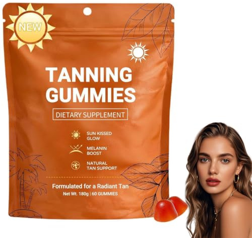 Tanning Gummies For Women, 2026 Snabb solbränna, Astaxantin, Betakaroten och Lykopen, Ljusstyrka och Fuktgivande Huden för en naturlig glöd, 60 st, 1