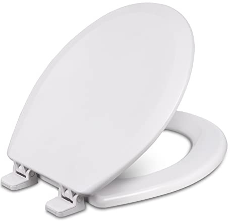 Centoco Round Toilet Seat, Heavy-Duty Wood Core with Plastic Scratch-Resistant Finish, Residential, Made in the USA, 700-301, Crane White (Cotton/Bright)