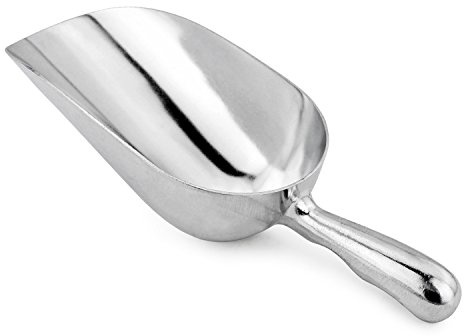 New Star Foodservice 34547 One-Piece Cast Aluminum Round Bottom Bar Ice Flour Utility Scoop, 24 -Ounce, Silver (Hand Wash Only)