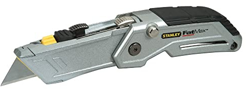 Stanley FatMax Klappmesser Pro Twin Blade XTHT0-10502 (Zwei-Klingen-Universalmesser mit Trapez- & Hakenklinge, einziehbare Klingen, werkzeugloser Klingenwechsel, inkl. je 2x Haken- & Trapezklingen)