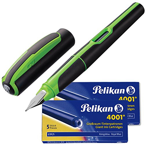 Pelikan Füllhalter Style Neon, Feder M [ grün ] + 10 Patronen Großraum GTP