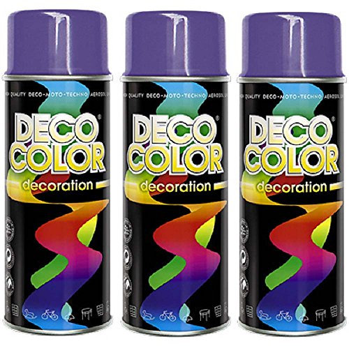 Deco Color 3er Sparpack DC Lackspray glänzend 400ml nach RAL freie Farbauswahl (3 Dosen in violett glanz RAL 4005)