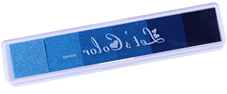 6 Farben Stempelkissen Stempel Finger Druck Handwerk Ungiftig Babysicher - Blau