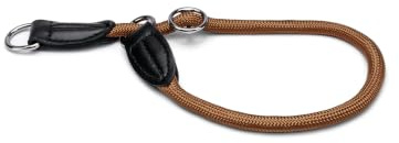 lionto Hundehalsband mit Zugstopp, Länge 45 cm, Dicke 1 cm, Braun