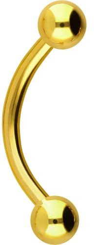 PIERCINGLINE Chirurgenstahl Banane | 2 KUGELN | Gebogener Piercing Stab für Augenbraue Intim Brust Ohr uvm. | Größen & Farbauswahl