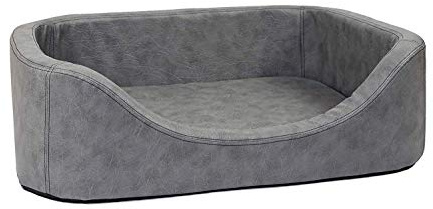 Orthopädisches Hundebett kleine Hunde - Hundekissen Oval - Hundekorb Waschbar mittelgroße Hunde - Körbchen Hund mit erhöhte Ränder - Abnehmbarer, waschbarer Bezug 80 x 60cm in Grau, Dog Bed Small