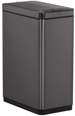 Rubbermaid Elite Stainless Steel Slim Sensor Trash Can 12-Gallon Batteries Included Charcoal Wastebasket for Home/Kitchen/Hotel/Lobby/Office 11.8G