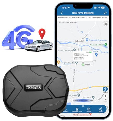 GPS Tracker 4G, Starker Magnetischer IP58 Wasserdichter 5000mah Akku Mit Kostenloser APP/PC-Plattform Ohne ABO Anti-Verlorener Echtzeit Tracking Locator Für Auto, Motorrad, Fahrrad, LKW, Boot