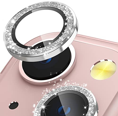 CloudValley Camera Lens Protector Designed for iPhone 13/13 Mini, Tempered Glass Protective Film, Aluminum Alloy Camera Lens Cover (Glitter)