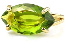 Bague Péridot Marquise En Or 14k - Bagues De Pierres De Naissance D'août Pour Femmes - Bagues Élégantes Pour Elle - Bijoux De Mode Pour Femmes Faits Main - Taille Personnalisée