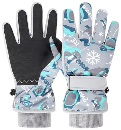 FAYHIJUN Waterproof Kids Gloves Winter Cold Weather Mittens thermal Snow Cycling Ski Glove Age1-13 for Boys Girls Kid Boy toddler Girl Children Outdoor Sport (Grey, XS（Age1-3）)