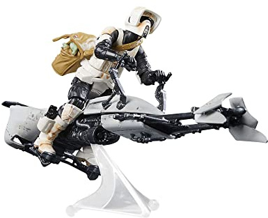 Hasbro Star Wars The Vintage Collection Speeder Bike, Scout Trooper & Grogu, The Mandalorian Action-Figur (9,5 cm) und Fahrzeug