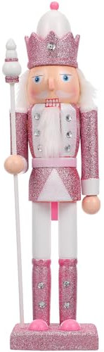 BESPORTBLE 12in Pink Nutcracker Soldier Nutcracker - Christmas Decorations Figurines Christmas Soldier Festive Glitter Ornaments or Festival Party Outdoor Xmas (Pink)