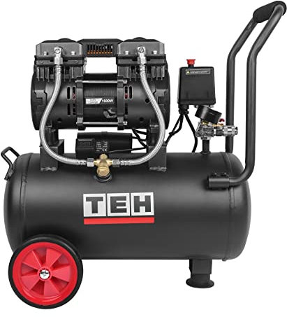 TEH TAC24L Oil-Free Air Compressor, Low Noise & Portable, 24L 2HP 1500W, 8 Bar 116 PSI, 100% Copper Motor
