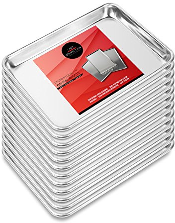 Last Confection 12 Cookie Baking Sheets 9 x 13 - Small Rimmed Aluminum Jelly Roll Trays - Quarter Sheet Pans