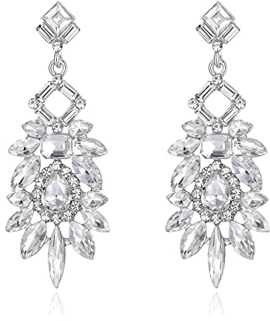Clearine Statement-Ohrringe Art Deco Strass Marquise Smaragdschliff rechteckige geometrische für Damen Klar Gold-Ton