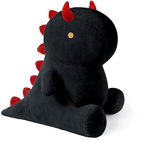Shownicer - Peluche dinosauro Kawaii, cuscino di peluche, giocattolo di dinosauro, regalo per bambini ragazze di 12+ anni (Nero, 25 cm)