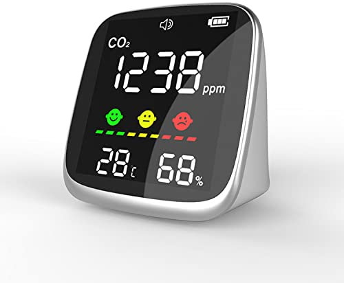 Detector de gas 2pc portátil CO2 Monitor del detector de Calidad del Aire CO2 Manual de configuración del medidor CO2 Umbral de alarma y el sonido se puede apagar CO2 Detector