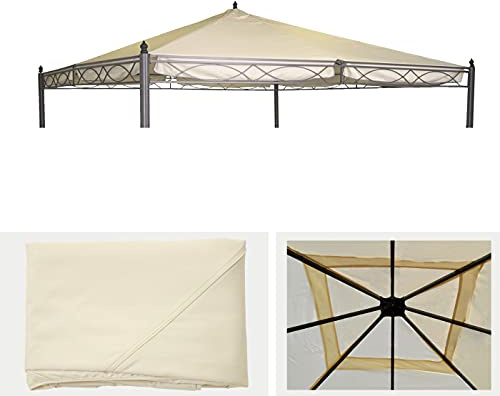 Mendler Pergolabezug Cadiz-AM 4x4m - Creme, Luxuriös, UV50+, Wasserabweisend, Pergola-Bezug für Garten
