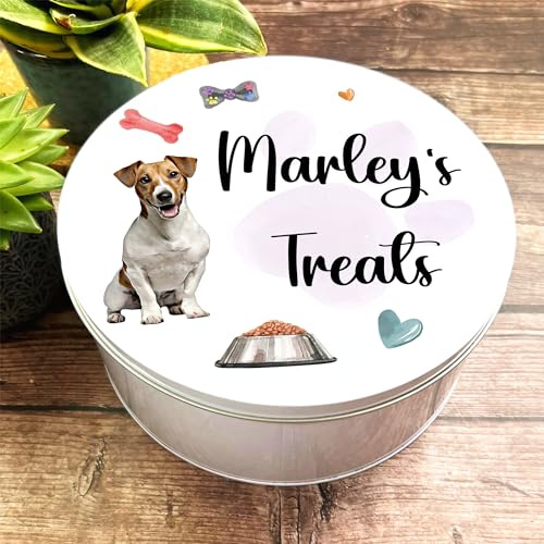 Round Jack Russell Personalised Dog Biscuit Treat Tin Personalised Gift | Custom Gift | Personalized Tin | Personalised Tins | Gift For Her | Gift For Him