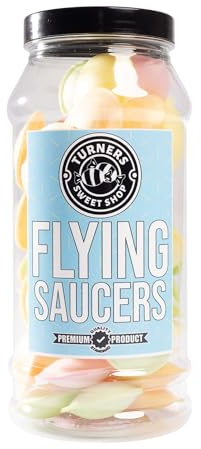Flying Saucers - 65g by Turners Sweet Shop, Traditional Retro Gift Jar, Classic Original Pick & Mix Sweets, Quality Confectionary, Fantastic Gifts for Him, Her or Them | Traditional Retro Gift Jar, Classic Original Pick & Mix Sweets, Quality Confectionary, Fantastic Gifts for Him, Her or Them