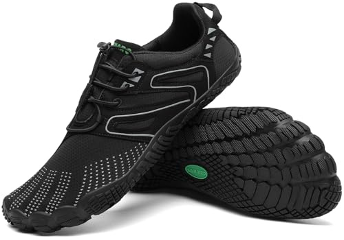 SAGUARO Zapatillas Barefoot Hombre Zapatillas Minimalistas Mujer Five Fingers Zapatos Minimalistas, SAGUARO Vitality IV - Zapatos Barefoot Negro Noche,Gr.44