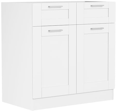 VCM Küchenmöbel Unterschrank 80x46x82 cm 2 Türen 1 Schublade Anrichte | Stauraum für Töpfe und Vorräte - Einbauküche - Für Mieter und Eigentümer - Pflegeleichte Holzwerkstoffoberfläche
