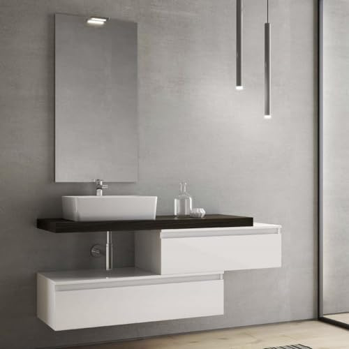 LIBEROSHOPPING.eu - LA TUA CASA IN UN CLIK Mobile da Bagno sospeso con top da 120 cm Olmo Caffè lavabo rettangolare e 2 moduli bianchi NINFA