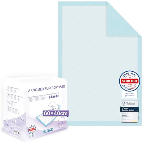 180x ARNOMED® Krankenunterlagen 60x40cm saugstarke Inkontinenzunterlagen | 5-lagige Zellstoff Unterlagen fürs Bett bei Inkontinenz, saugstarke Wickelunterlage für Babys, Wickelunterlage Einweggebrauch
